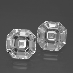 Blanco claro Cuarzo Gema - 5.7ct Corte Asscher (ID: 395776)