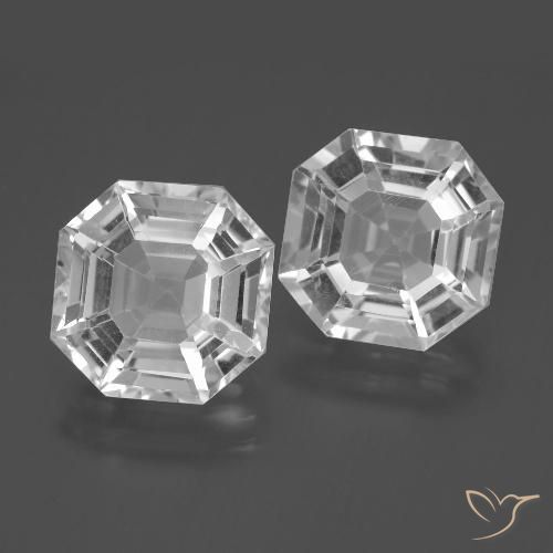 13.48 ct White Quartz, 12 x 11.9 mm Asscher Cut From Brazil, Photo A
