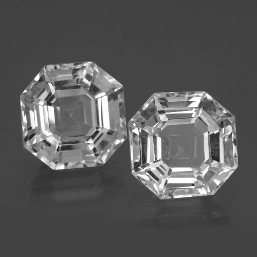 2 Quartzs Octogone / coupe Émeraude assorties de 12,5 x 12,5mm, poids total de 16 ct / moyenne de 8 ct chacune, Blanc clair à pureté vvs, pierre gemme naturelle Non traité, dureté Mohs de 7 convient aux bijoux de tous les jours, pierre de sagesse, Photo A