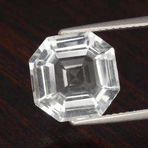 4.57 ct White Quartz Gemstone, Quartz Gem in Asscher Cut Shape for Sale.