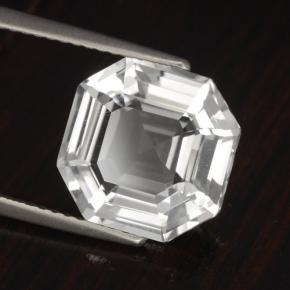 4.57 ct White Quartz Stone, Natural Quartz in Asscher Cut Shape for Sale