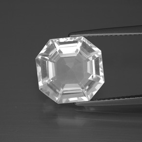 Blanc clair Quartz gemme - 5.9ct Taille Asscher (ID: 395929)