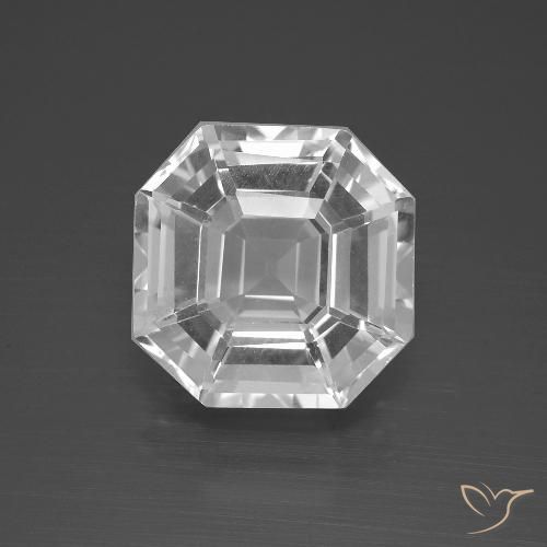 8.1 ct White Quartz, 12.8 x 12.7 mm Asscher Cut From Brazil, Photo A