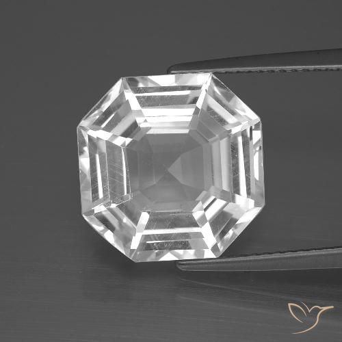 8.37 ct White Quartz, 13.4 x 13.3 mm Asscher Cut From Brazil, Photo A