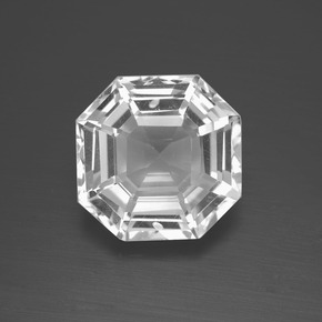 7.27 ct White Quartz Gemstone, Quartz Gem in Asscher Cut Shape for Sale.
