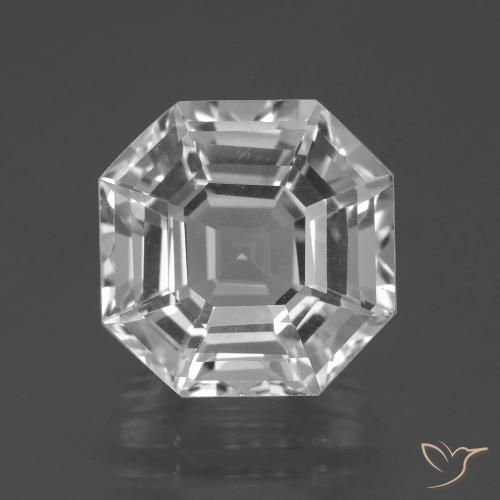 9.8 ct White Quartz, 13.3 x 13.2 mm Asscher Cut From Brazil, Photo A