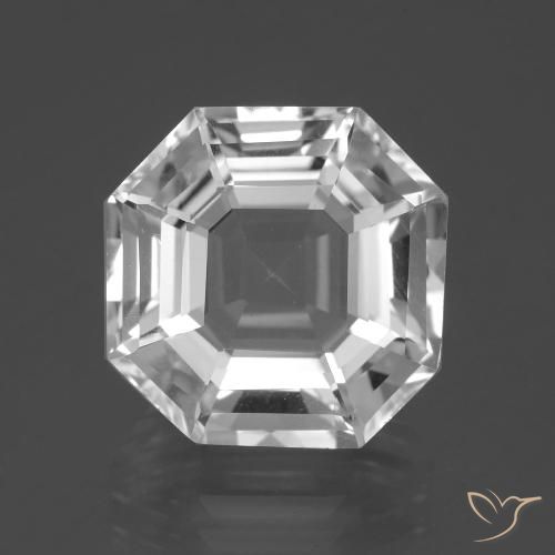10.48 ct White Quartz Gemstone, Quartz Gem in Asscher Cut Shape for Sale.