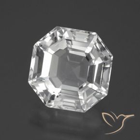 10.83 ct White Quartz Stone, Natural Quartz in Asscher Cut Shape for Sale