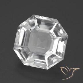 10.64 ct White Quartz Stone, Natural Quartz in Asscher Cut Shape for Sale