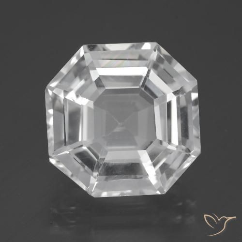 12.38 ct White Quartz Gemstone, Quartz Gem in Asscher Cut Shape for Sale.