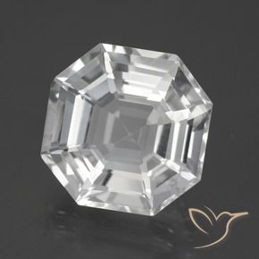 12.38 ct White Quartz Stone, Natural Quartz in Asscher Cut Shape for Sale