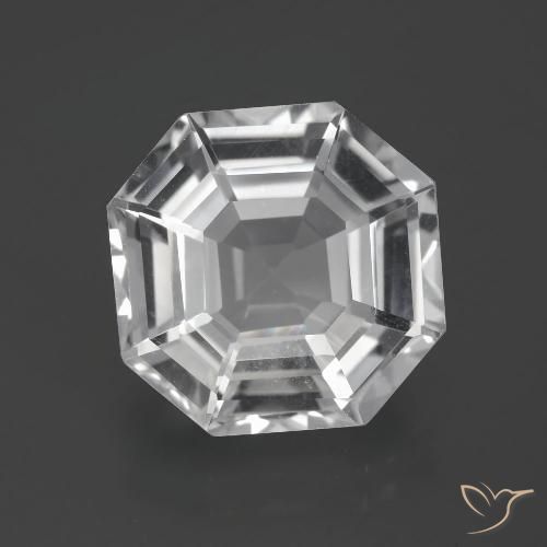 9.73ct Natural Clear White Quartz, Emerald Cut, VVS-VS