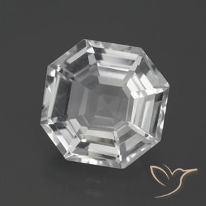 9.73 ct White Quartz Stone, Natural Quartz in Asscher Cut Shape for Sale