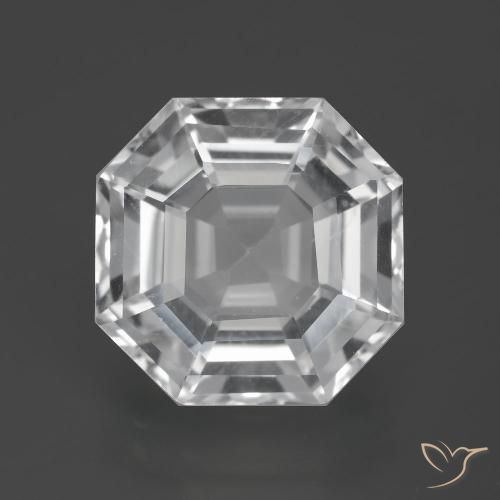 Quartz Blanc asscher cut 15 x 14,9mm du Brésil, poids de 13,21 ct, pierre gemme naturelle Non traité de pureté vvs, 1 pièce de quartz, couleur : Blanc clair, dureté de Mohs de 7 convient aux bijoux de tous les jours, pierre de sagesse, Photo A