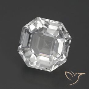 11.12 ct White Quartz Stone, Natural Quartz in Asscher Cut Shape for Sale