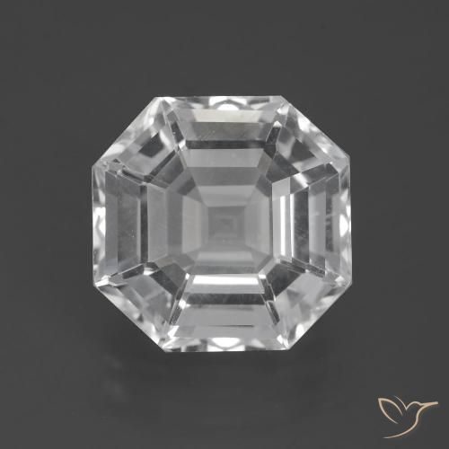 9.63 ct White Quartz, 13.4 x 13.3 mm Asscher Cut From Brazil, Photo A