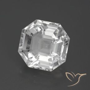 9.63 ct White Quartz Stone, Natural Quartz in Asscher Cut Shape for Sale