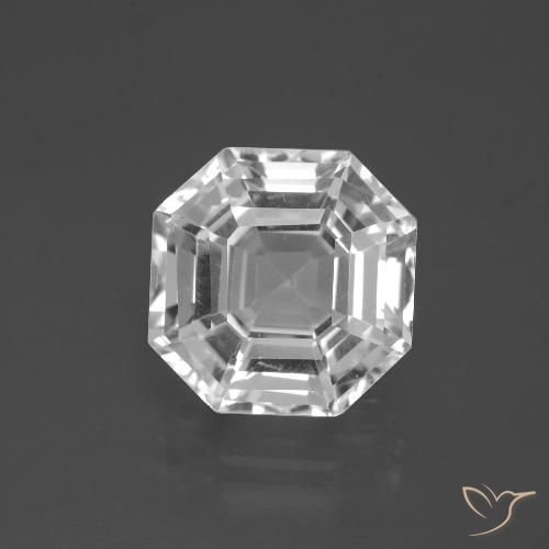 9.74 ct White Quartz, 13.3 x 13.2 mm Asscher Cut From Brazil, Photo A