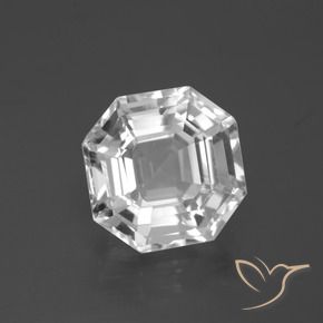 9.74 ct White Quartz Stone, Natural Quartz in Asscher Cut Shape for Sale