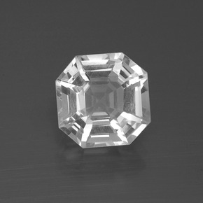 3.41 ct White Quartz Gemstone, Quartz Gem in Asscher Cut Shape for Sale.