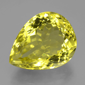 23.77 ct Yellow Quartz Gemstone, Quartz Gem in Pear Facet Shape for Sale.