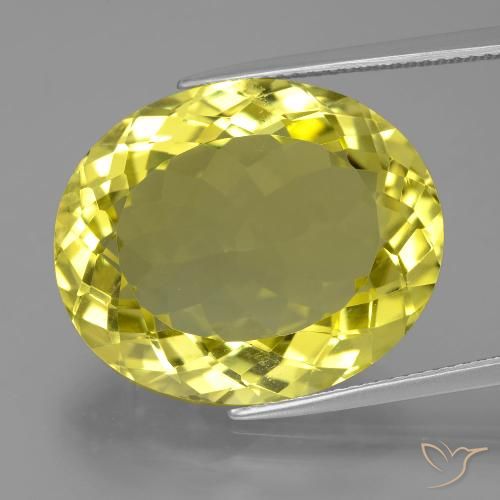 24.07ct Natural Medium Yellow Quartz, Oval, VVS