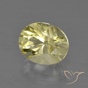 3.08 ct Yellow Quartz Stone, Natural Quartz in Oval Diamond-Cut Shape for Sale