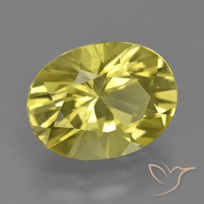6.43 ct Yellow Quartz Stone, Natural Quartz in Oval Diamond-Cut Shape for Sale