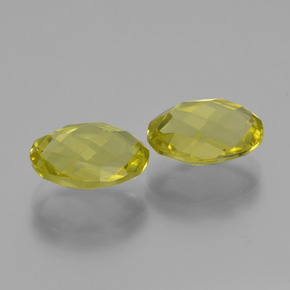 4.54 ctw Yellow Quartz Stones, Natural Quartz in Oval Checkerboard (double sided) Shape for Sale