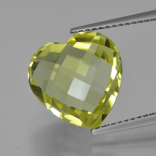 Green Yellow Quartz Gem - 6.8ct Heart Checkerboard (double sided) (ID: 417133)