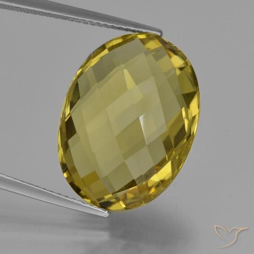 16.8 ct Yellow Quartz, 20.1 x 15.1 mm Oval Checkerboard From Brazil, Photo A