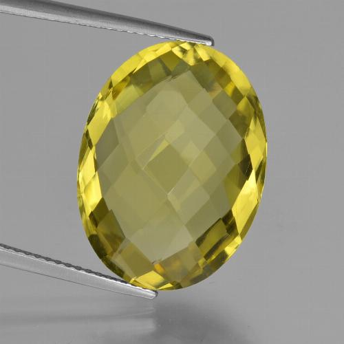 Pineapple Yellow Кварц Камень - 15.3ct Форма Овал шахматная огранка (двусторонняя) (ID: 417286)