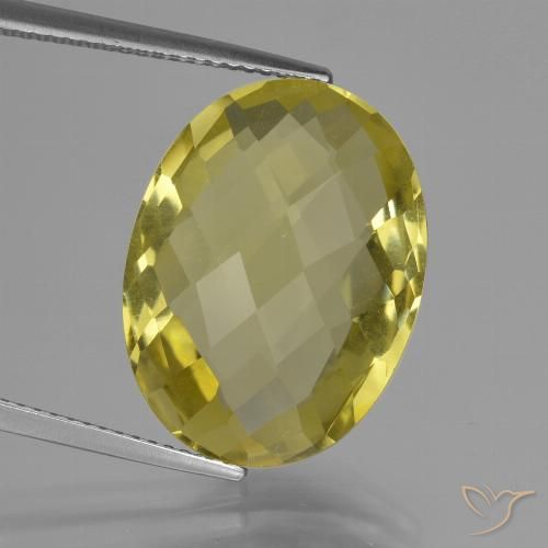14.16 ct Yellow Quartz, 19.9 x 15 mm Oval Checkerboard From Brazil, Photo A