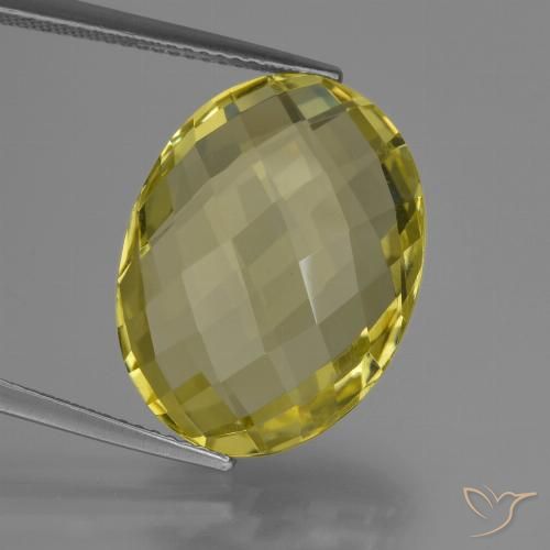 15.69 ct Yellow Quartz, 20.1 x 15.2 mm Oval Checkerboard From Brazil, Photo A