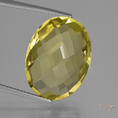 15 ct Yellow Quartz, 19.8 x 15.1 mm Oval Checkerboard From Brazil, Photo A