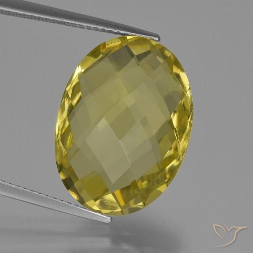 15.21 ct Yellow Quartz, 20.2 x 14.9 mm Oval Checkerboard From Brazil, Photo A