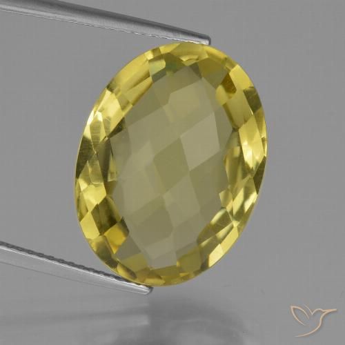 15.41 ct Yellow Quartz, 19.8 x 14.9 mm Oval Checkerboard From Brazil, Photo A