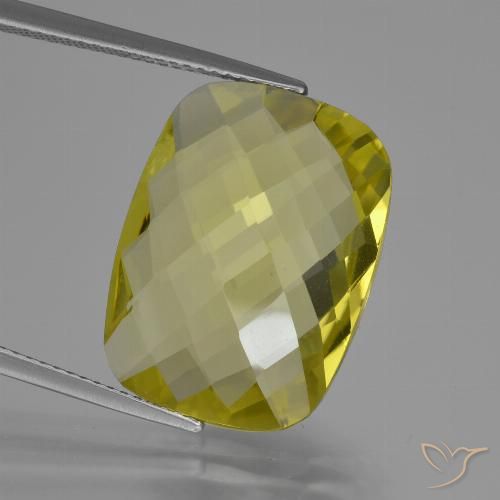 14,59 ct kissenschliff gelber Quarz aus Brasilien, Größe 20,2 x 15,2mm, Garantiert natürlicher Edelstein, VVS Reinheit, 1 Stück Quarz in Ananas Gelb Farbe, Mohs-Härte von 7 Geeignet für den täglichen Gebrauch im Schmuck, Photo A