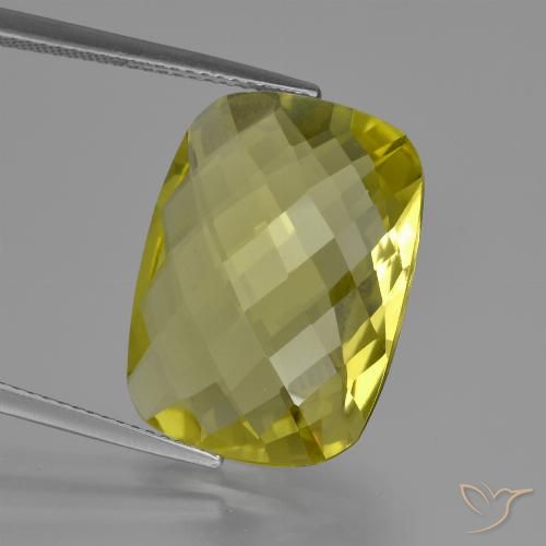 14.63 ct Yellow Quartz, 20.2 x 15.1 mm Cushion Checkerboard From Brazil, Photo A