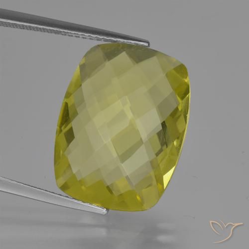 14.01 ct Yellow Quartz, 20 x 15.2 mm Cushion Checkerboard From Brazil, Photo A