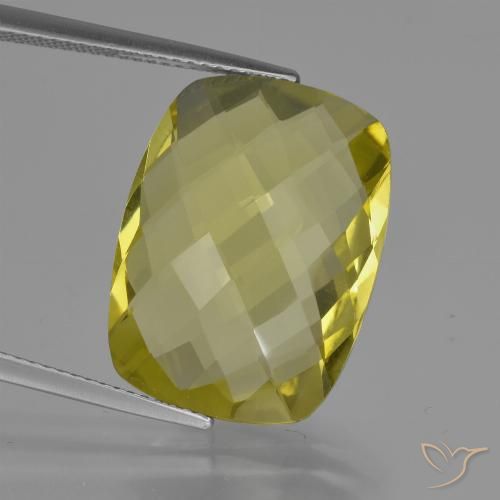 15.22 ct Yellow Quartz, 20.2 x 15.2 mm Cushion Checkerboard From Brazil, Photo A