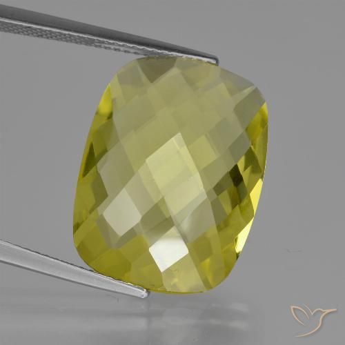 14.69 ct Yellow Quartz, 20.1 x 15.2 mm Cushion Checkerboard From Brazil, Photo A