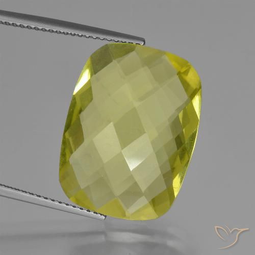 14.91 ct Yellow Quartz, 20.1 x 15.2 mm Cushion Checkerboard From Brazil, Photo A