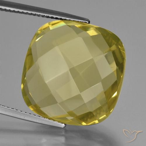 28.09ct Natural Light Yellow Quartz, Cushion, VVS-VS