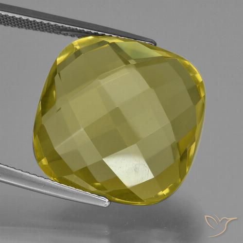28.20ct Natural Light Yellow Quartz, Cushion, VVS
