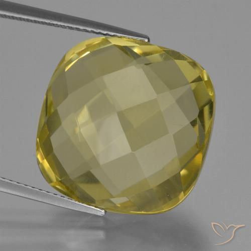 27.43ct Natural Light Yellow Quartz, Cushion, VVS