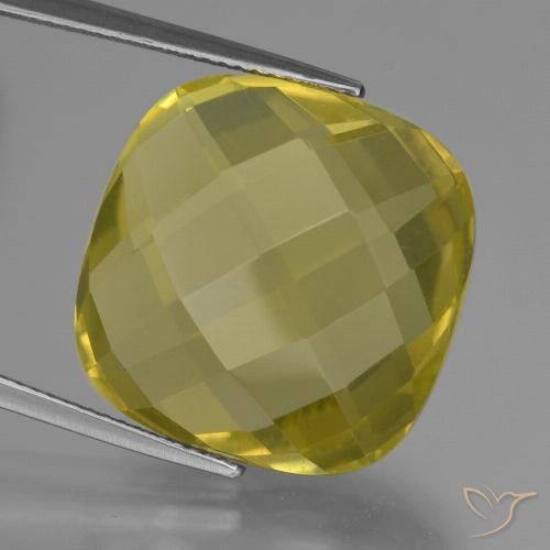 25.93ct Natural Medium-Light Yellow Quartz, Cushion, VVS-VS
