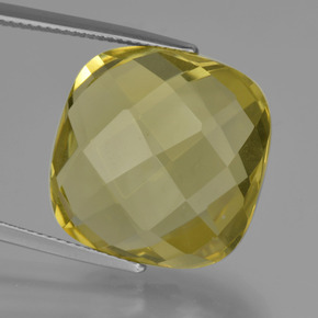 24.91 ct Yellow Quartz Gemstone, Quartz Gem in Cushion Checkerboard (double sided) Shape for Sale.