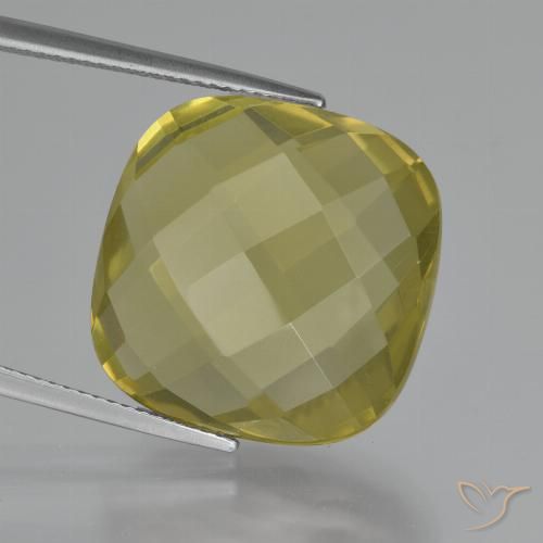 27.36ct Natural Pineapple Yellow Quartz, Cushion, VVS-VS
