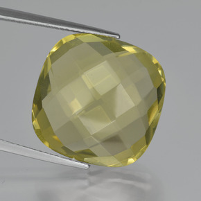 26.29 ct Yellow Quartz Gemstone, Quartz Gem in Cushion Checkerboard (double sided) Shape for Sale.